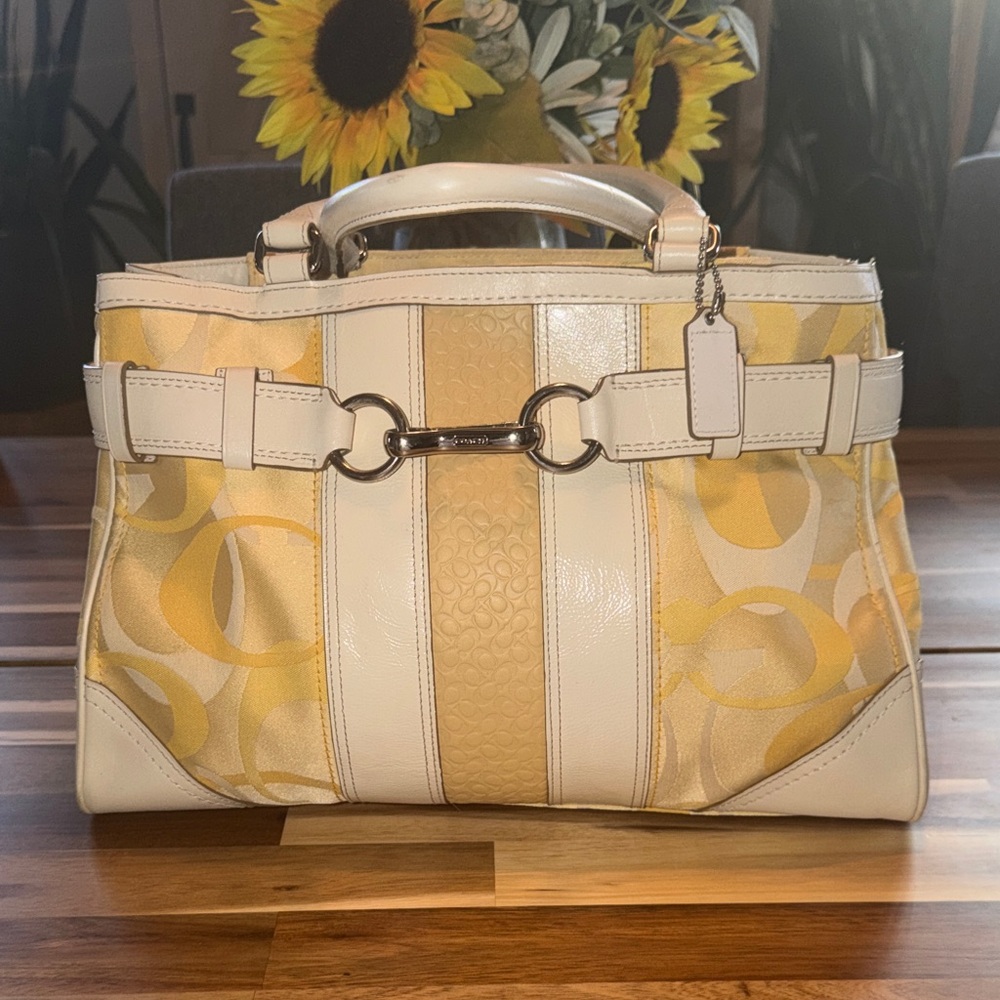 Coach Cream and Yellow Satchel